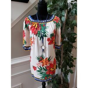 Free Market by Flying Tomato Mini Dress Womens Small White Floral Long Sleeve